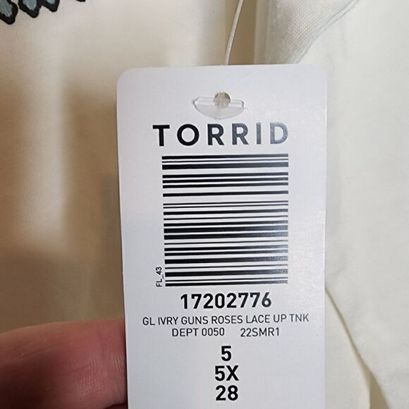 5X 28W Torrid Cream Guns N Roses Lace Up Tank 90s Sweet Child O Mine Grunge Punk - Picture 4 of 6